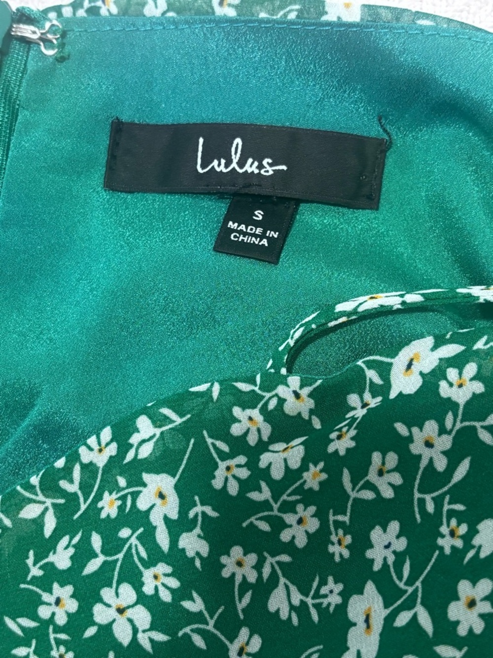 🩷Lulu's Teal Green Floral Ruched Spaghetti Strap Mini Dress - Picture 4 of 10